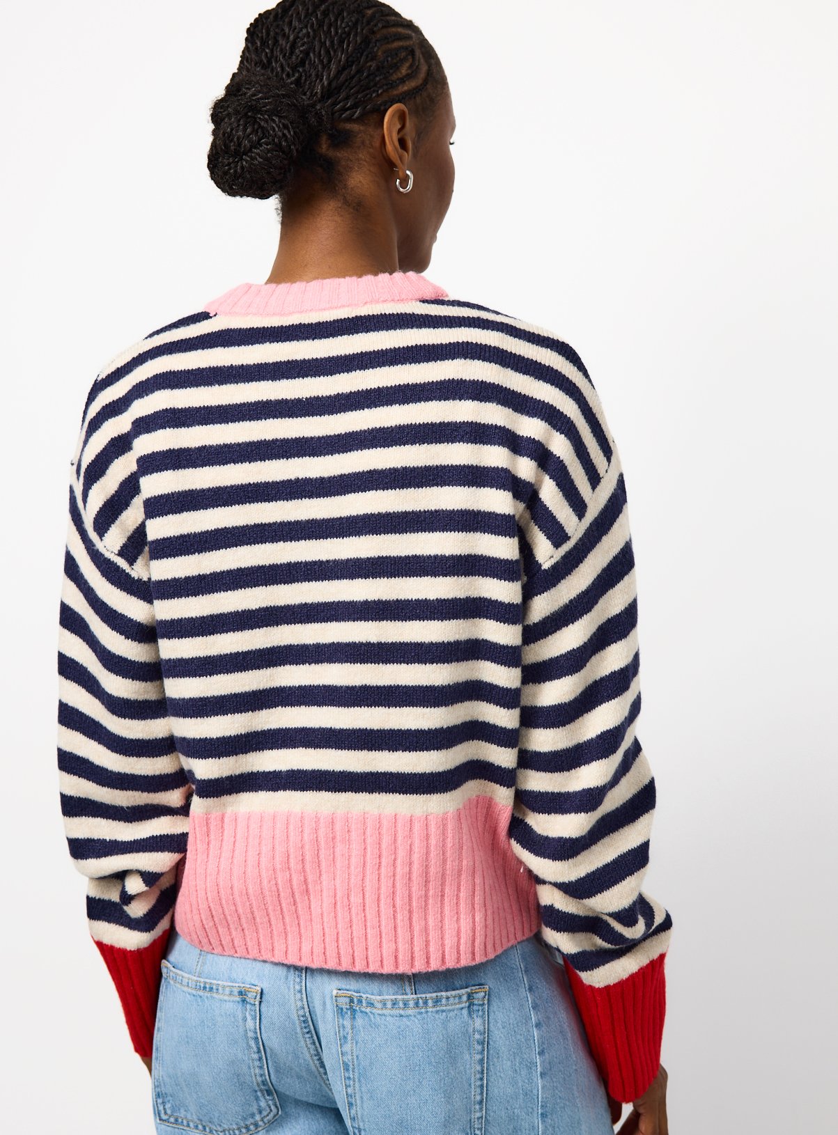 Multi Colour Block Print Deep Rib Jumper L - Image 4 thumbnail
